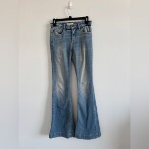 Free People Flare Jeans 25 Light Wash Denim Rodeo Boho Western Cowgirl Festival